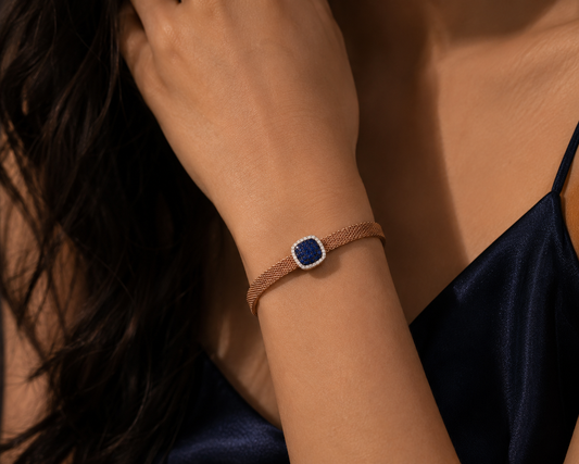 Origo Royal Blue Mesh Bracelet | 925 Sterling Silver Blue Stone Bracelet for Women