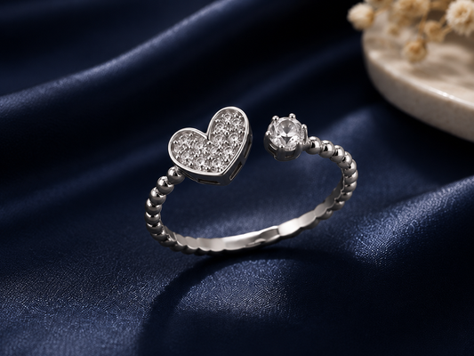 Origo Open Heart Ring | 925 Sterling Silver CZ Ring for Women