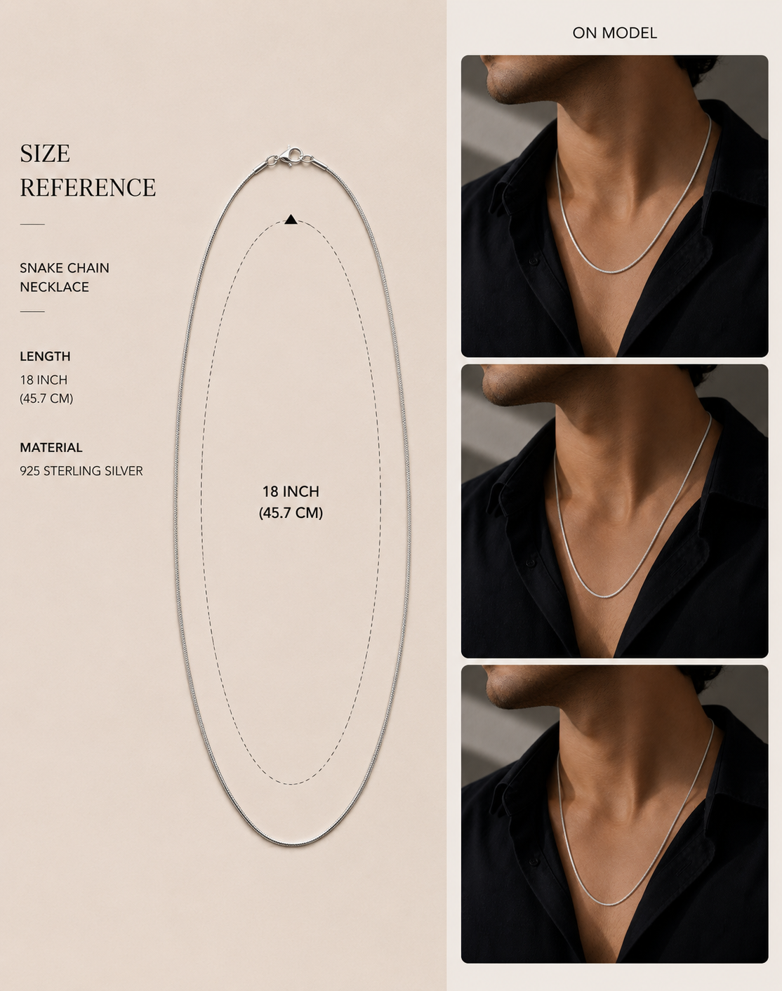 Origo Classic Snake Chain | 925 Sterling Silver Minimal Chain Necklace