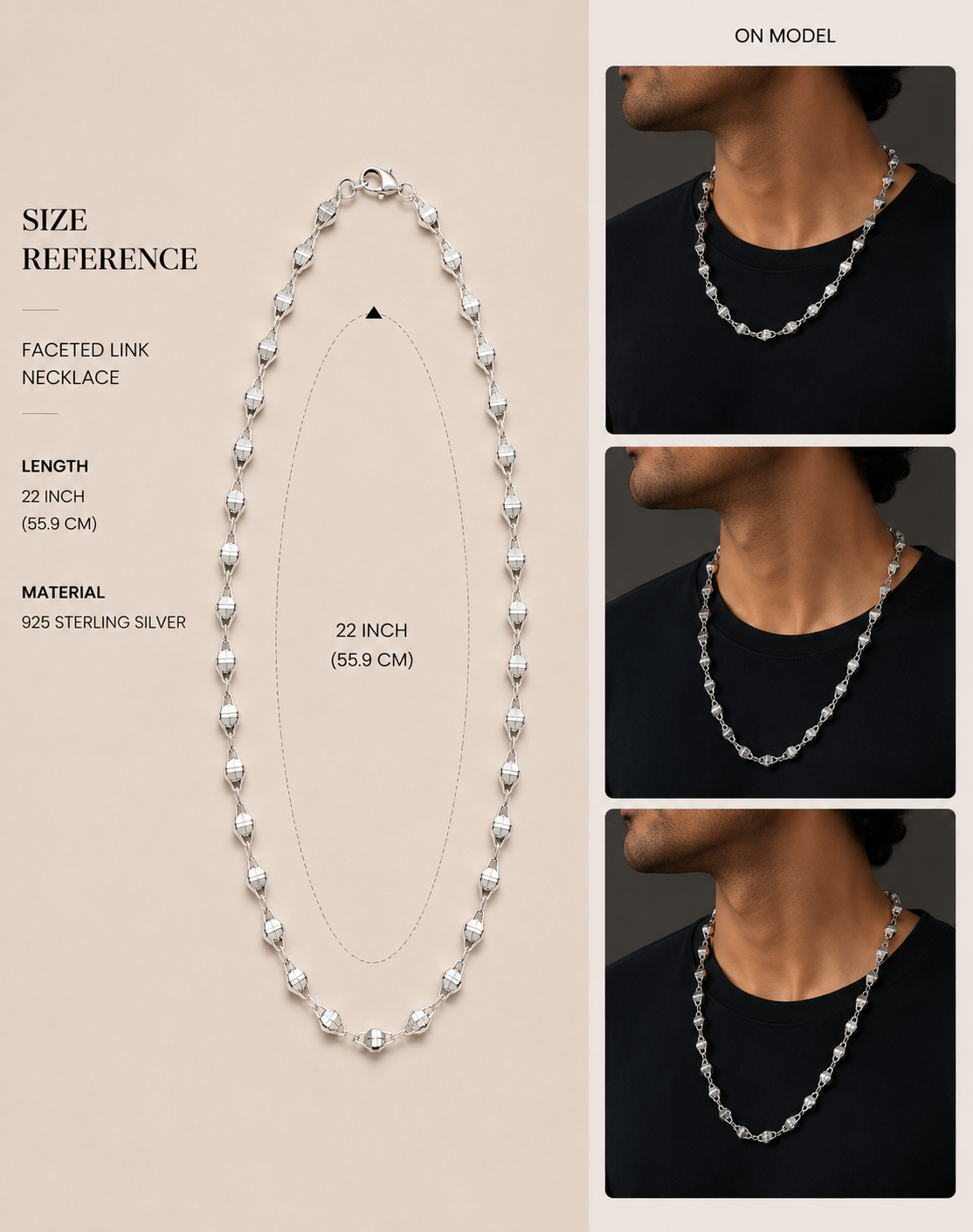 Origo Vertex Link Chain | 925 Sterling Silver Men's Geometric Necklace