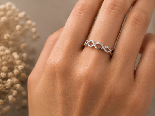 Origo Infinity Ring | 925 Sterling Silver CZ Ring for Women