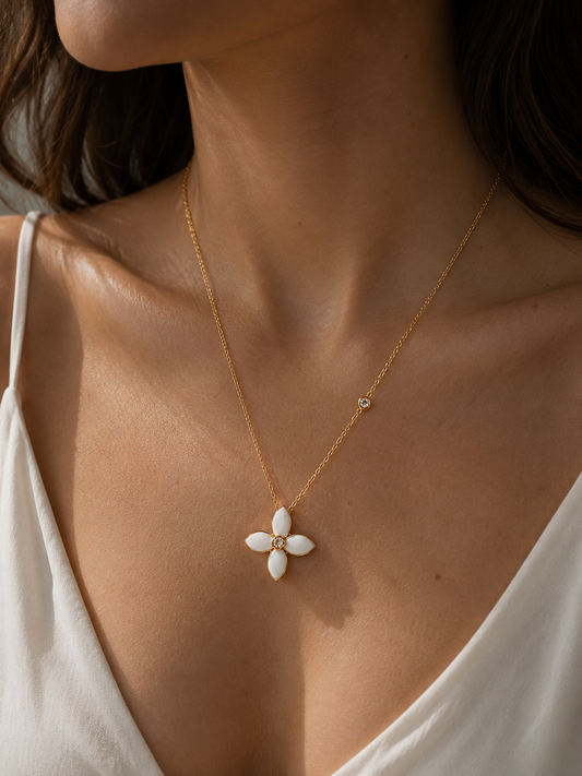 Origo Floral Pendant Necklace | 925 Sterling Silver | Gold Polish Necklace for Women