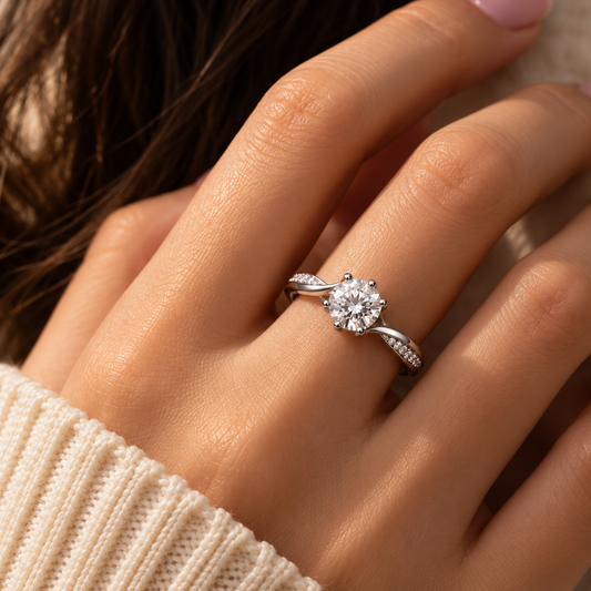 Origo Radiance Solitaire Ring | Silver Engagement Ring for Women
