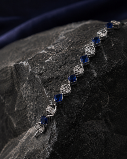 Origo Royal Blue Link Bracelet | 925 Sterling Silver Blue Stone Bracelet for Women