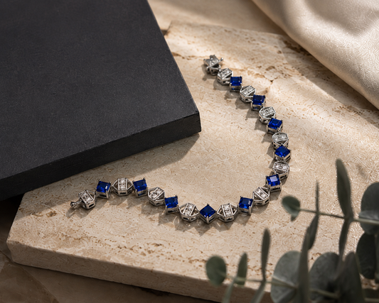 Origo Royal Blue Link Bracelet | 925 Sterling Silver Blue Stone Bracelet for Women