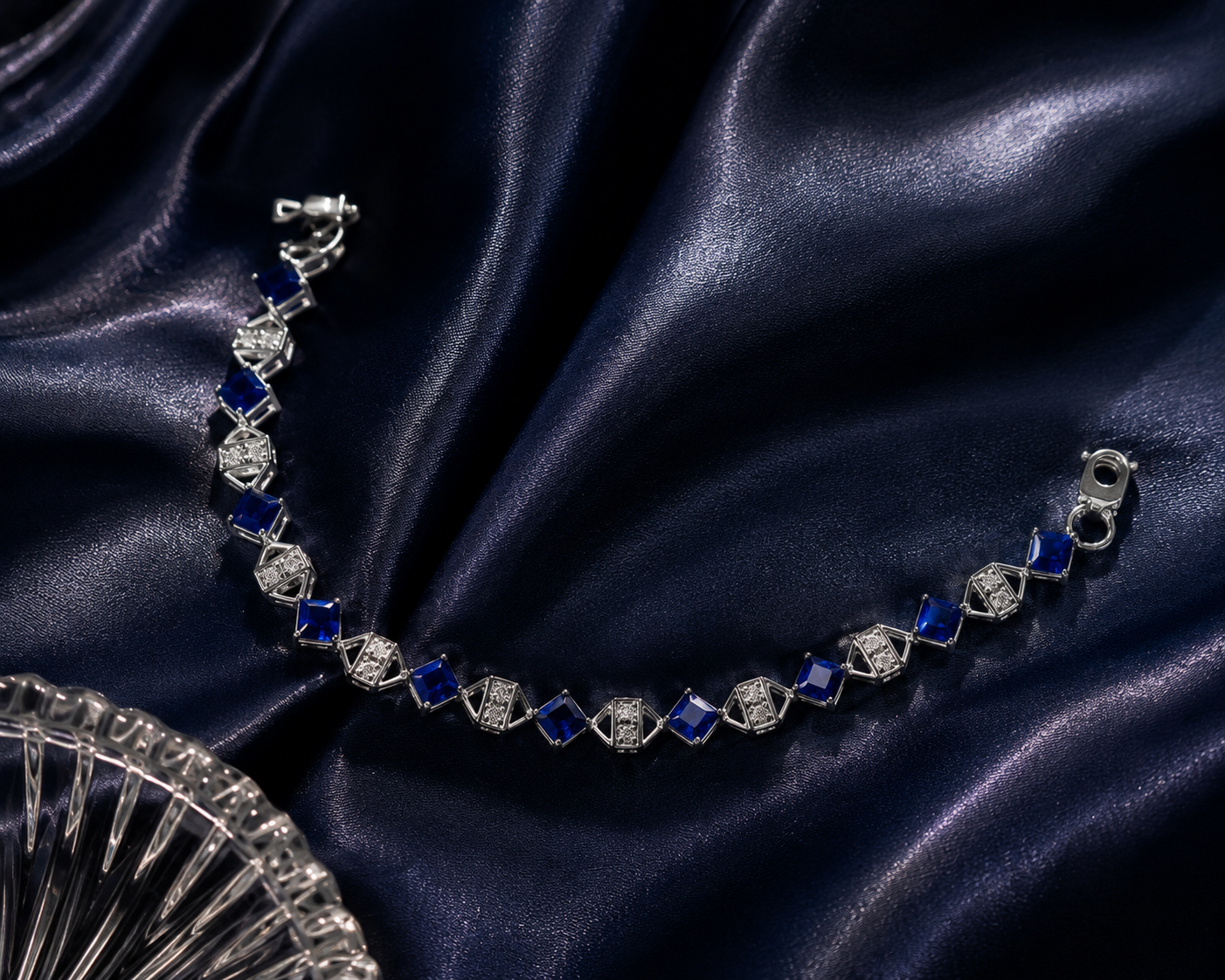 Origo Royal Blue Link Bracelet | 925 Sterling Silver Blue Stone Bracelet for Women