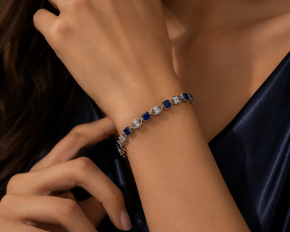 Origo Royal Blue Link Bracelet | 925 Sterling Silver Blue Stone Bracelet for Women