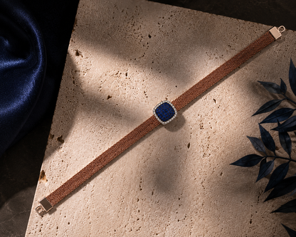 Origo Royal Blue Mesh Bracelet | 925 Sterling Silver Blue Stone Bracelet for Women
