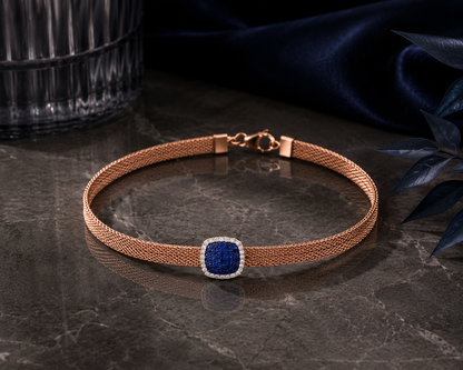 Origo Royal Blue Mesh Bracelet | 925 Sterling Silver Blue Stone Bracelet for Women