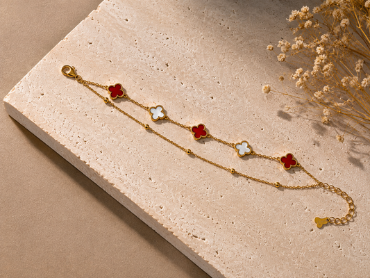 Origo Scarlet Clover Bracelet | 925 Sterling Silver Double Layered Bracelet for Women