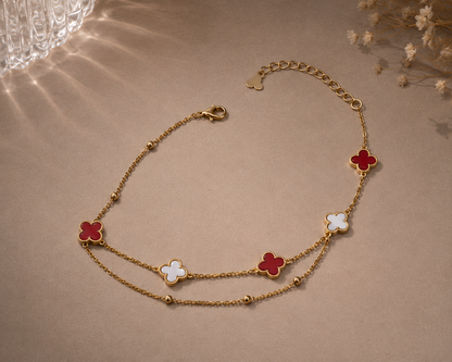 Origo Scarlet Clover Bracelet | 925 Sterling Silver Double Layered Bracelet for Women