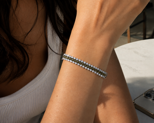 Origo Emerald Green Tennis Bracelet | 925 Sterling Silver Green Stone Bracelet for Women