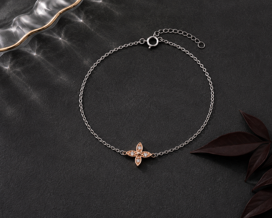Origo Petal Bloom Bracelet | 925 Sterling Silver Floral Bracelet for Women
