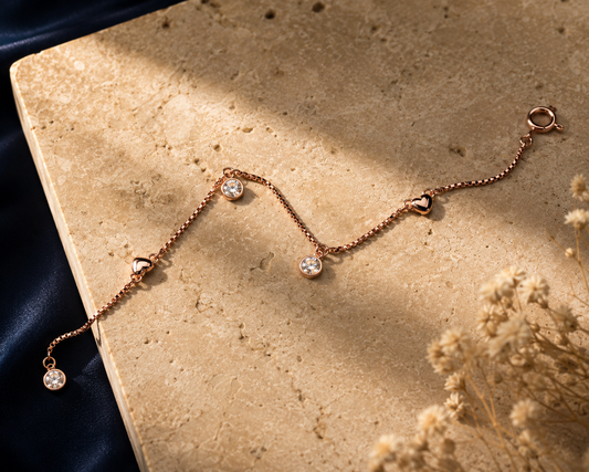 Origo Heart & Diamond Bracelet | 925 Sterling Silver Charm Bracelet for Women