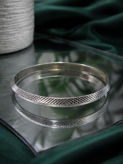 Origo Textured Silver Kada | 925 Sterling Silver Kada for Men