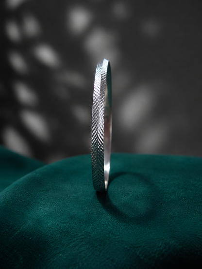 Origo Textured Silver Kada | 925 Sterling Silver Kada for Men