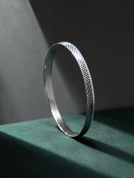 Origo Textured Silver Kada | 925 Sterling Silver Kada for Men