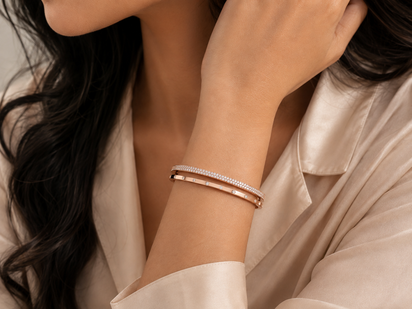 Origo Rose Radiance Bangle | 925 Sterling Silver CZ Bangle for Women
