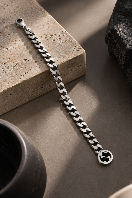 Origo G-Crest | 925 Sterling Silver Curb Bracelet for Men