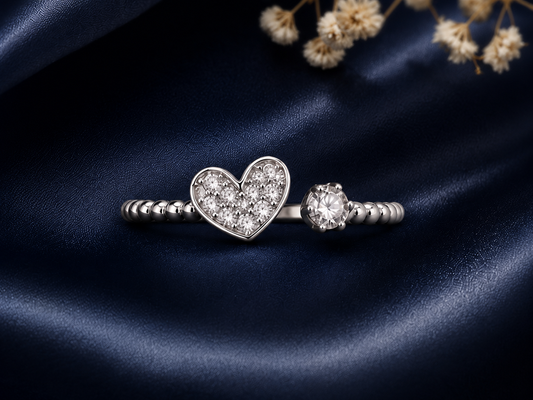 Origo Open Heart Ring | 925 Sterling Silver CZ Ring for Women