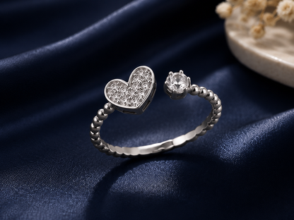 Origo Open Heart Ring | 925 Sterling Silver CZ Ring for Women