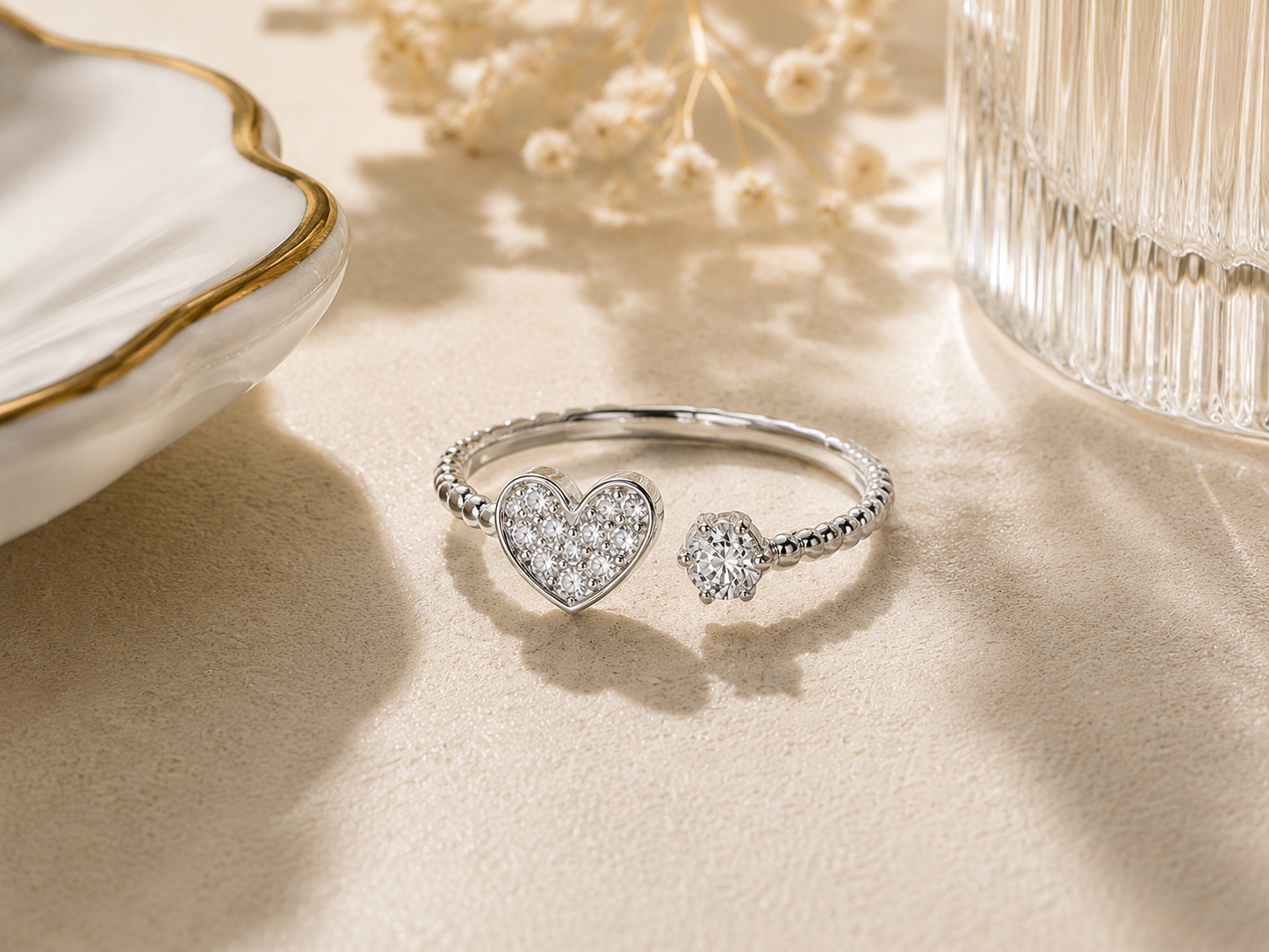Origo Open Heart Ring | 925 Sterling Silver CZ Ring for Women