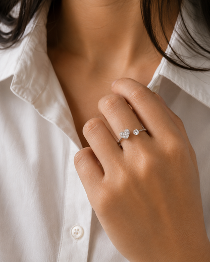 Origo Open Heart Ring | 925 Sterling Silver CZ Ring for Women