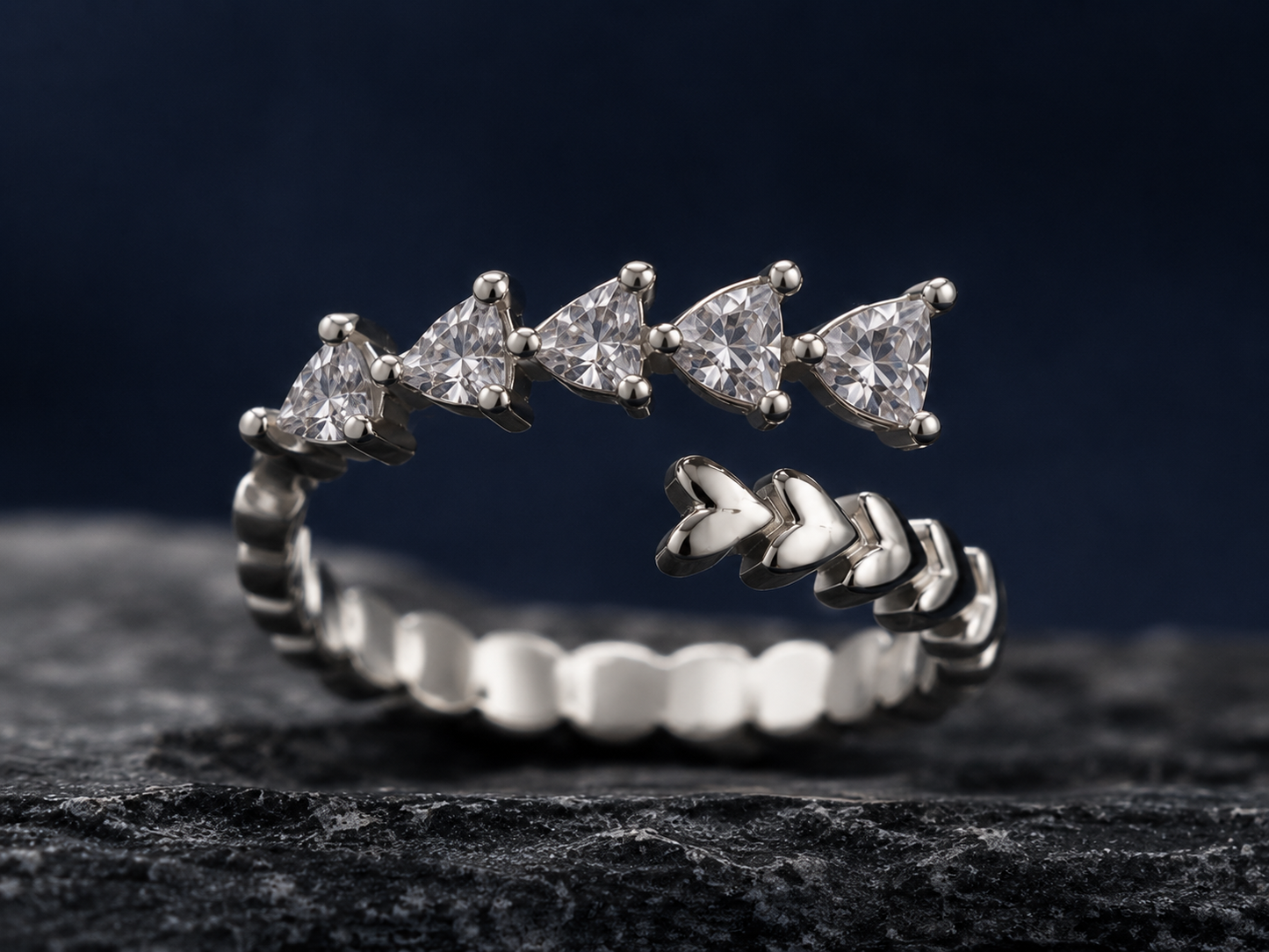Origo Heart Open Ring | 925 Sterling Silver CZ Ring for Women