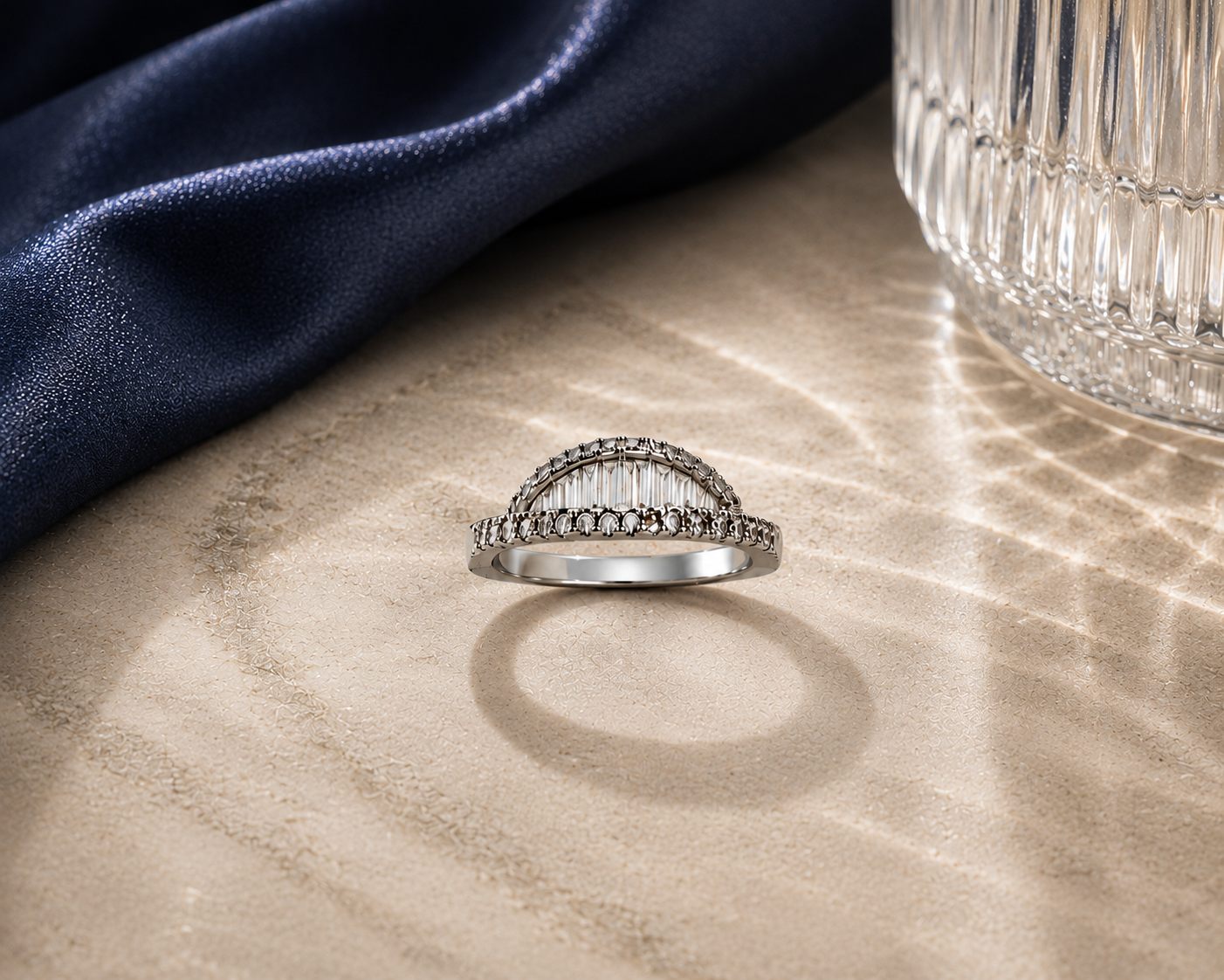 Origo Halo Baguette Ring | 925 Sterling Silver CZ Ring for Women