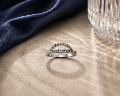 Origo Halo Baguette Ring | 925 Sterling Silver CZ Ring for Women