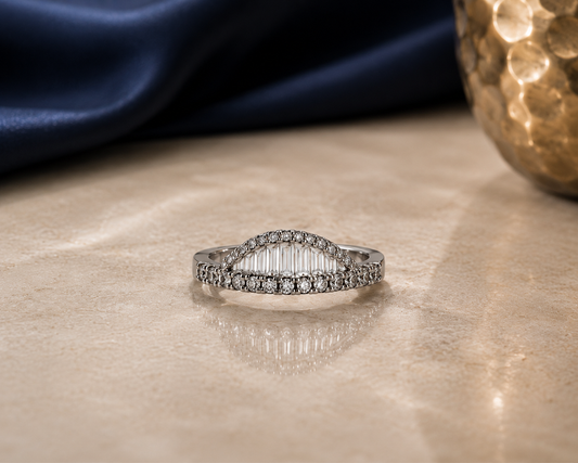 Origo Halo Baguette Ring | 925 Sterling Silver CZ Ring for Women