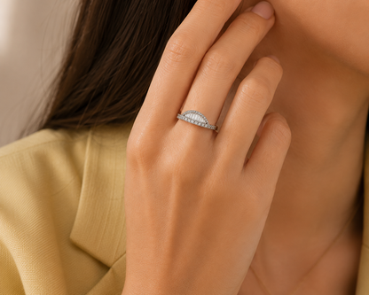 Origo Halo Baguette Ring | 925 Sterling Silver CZ Ring for Women