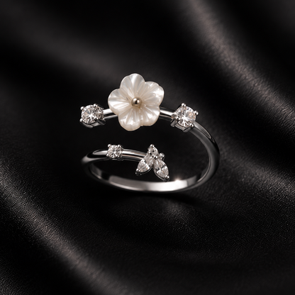 Origo Mother of Pearl Flower Ring | 925 Sterling Silver Floral Ring for Women