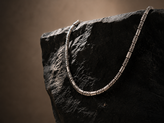 Origo Noir Beaded Chain | 925 Sterling Silver Men's Chain Necklace