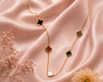 Origo Clover Station Necklace | 925 Sterling Silver For Women | Gold Polish
