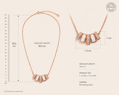 Origo Elegance Pendant Necklace | 925 Sterling Silver For Women | Rose Gold