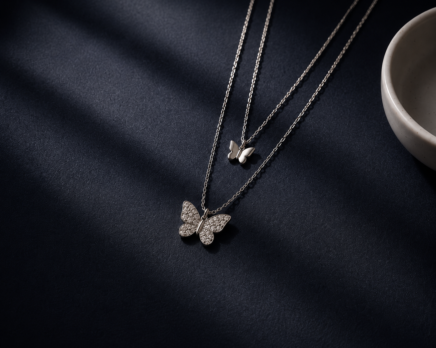Origo Butterfly Necklace | Double Layer 925 Sterling Silver For Women