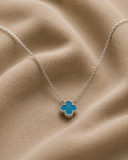 Origo Blue Clover Necklace | 925 Sterling Silver Clover Pendant Necklace for Women