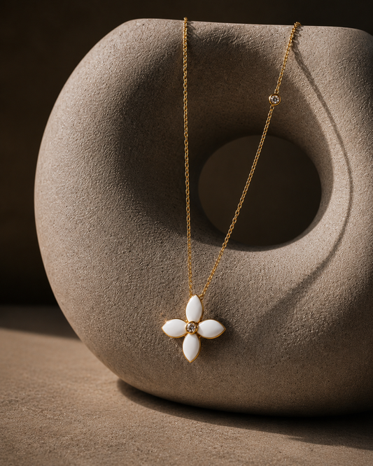 Origo Floral Pendant Necklace | 925 Sterling Silver | Gold Polish Necklace for Women