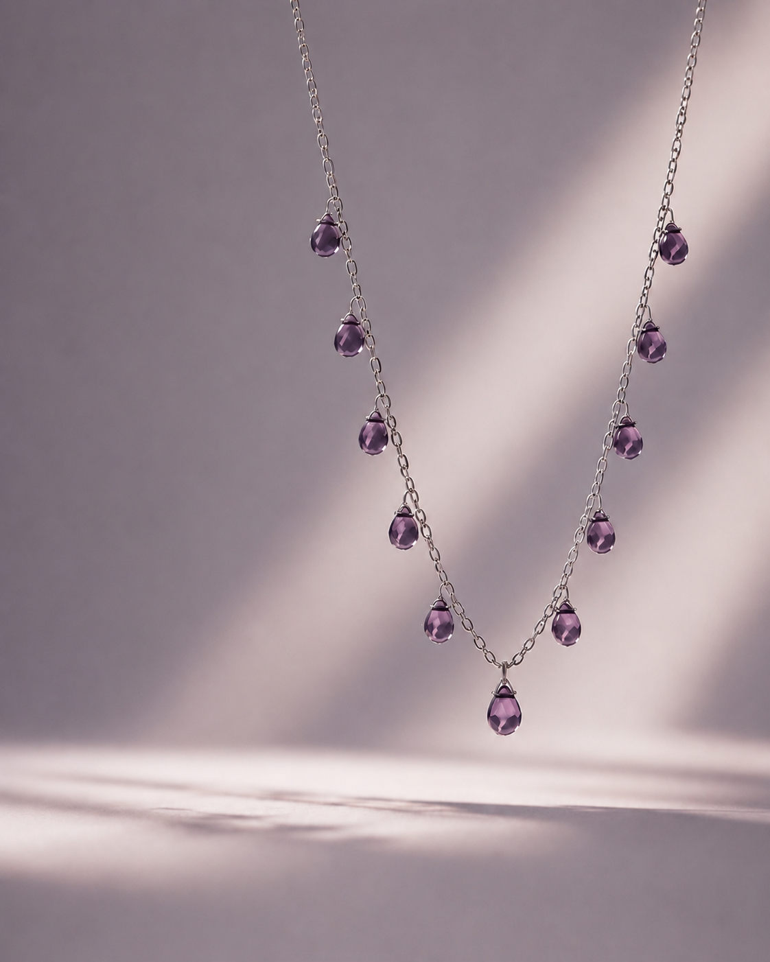 Origo Purple Drop Necklace | 925 Sterling Silver Dangle Necklace for Women