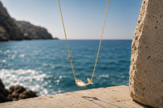 Origo Whale Pendant Necklace | 925 Sterling Silver For Women | Gold Polish