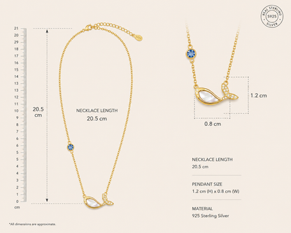 Origo Whale Pendant Necklace | 925 Sterling Silver For Women | Gold Polish