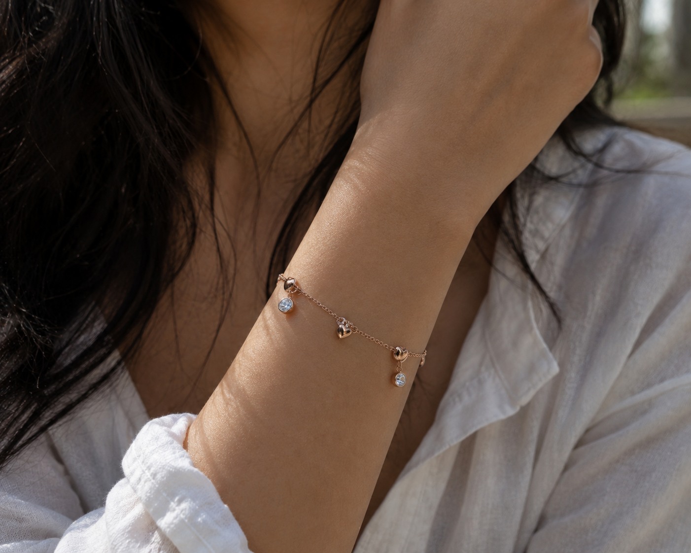Origo Heart & Diamond Bracelet | 925 Sterling Silver Charm Bracelet for Women