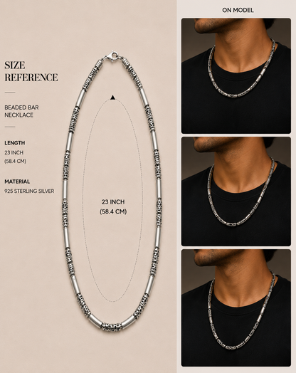 Origo Noir Beaded Chain | 925 Sterling Silver Men's Chain Necklace