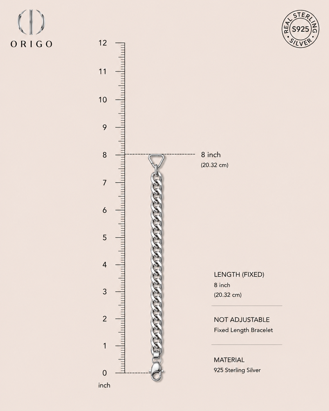 Origo Classic Curb Chain Bracelet | 925 Sterling Silver Bracelet for Men