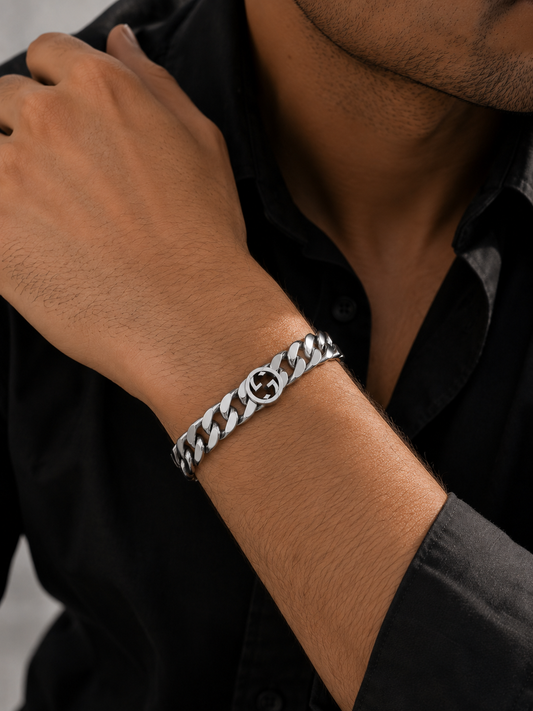 Origo G-Crest | 925 Sterling Silver Curb Bracelet for Men