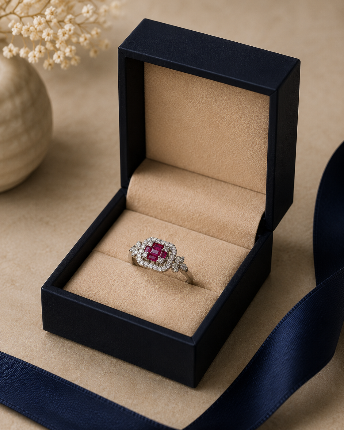 Origo Pink Gemstone Ring | 925 Sterling Silver Halo Ring for Women
