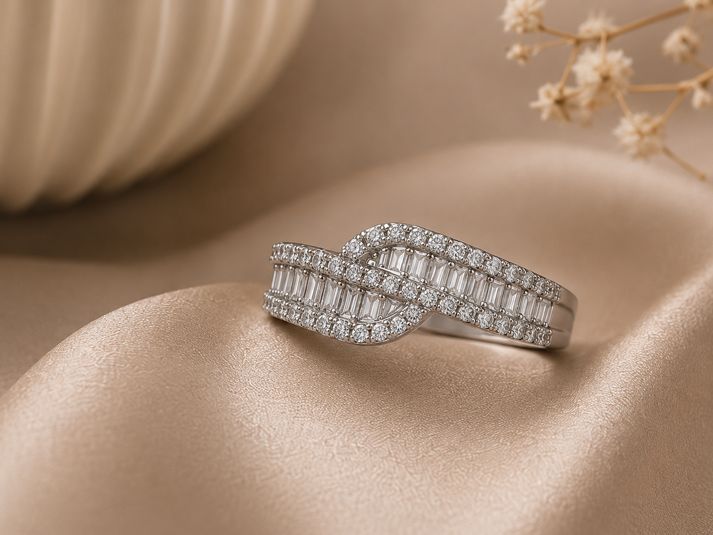 Origo Criss Cross Ring | 925 Sterling Silver CZ Ring for Women