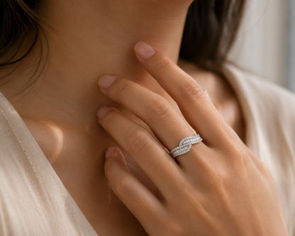 Origo Criss Cross Ring | 925 Sterling Silver CZ Ring for Women