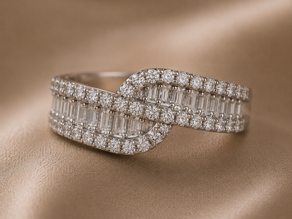 Origo Criss Cross Ring | 925 Sterling Silver CZ Ring for Women